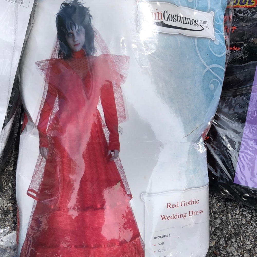 Red gothic wedding dress costume